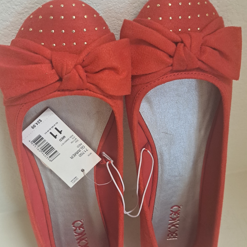 BONGO Red Flats with Gold Studs